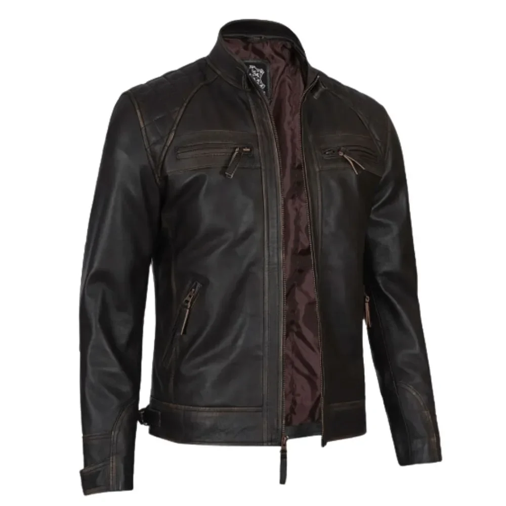 Cafe Racer Brown Leather Jacket 2