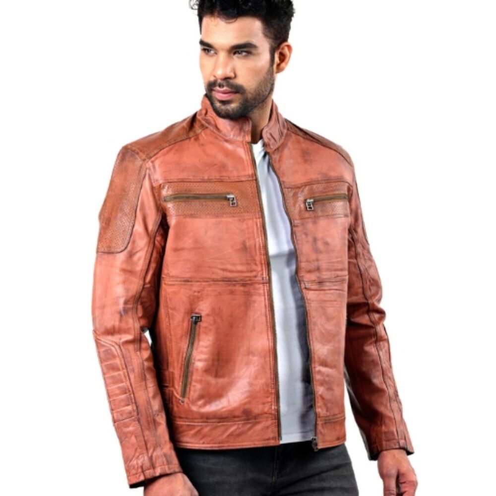 Cafe Racer Tan Motorcycle Jacket For Mens (2)