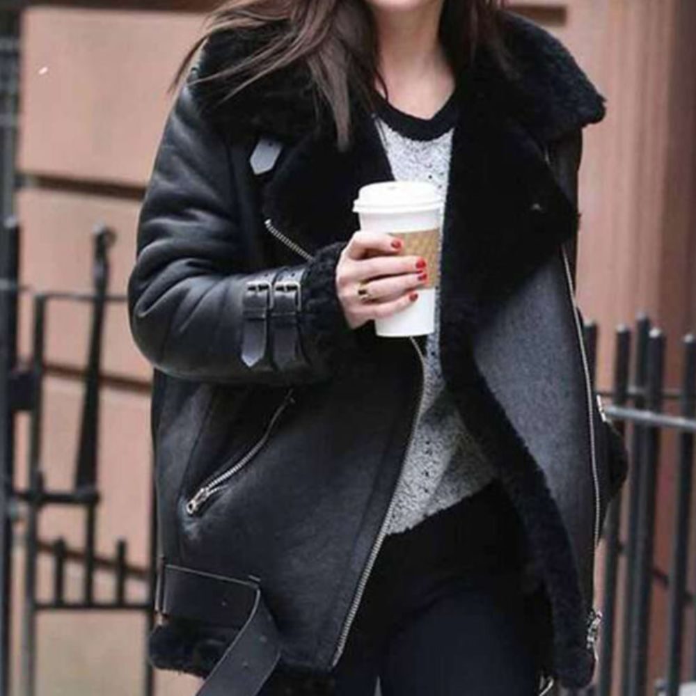 Materialists Dakota Johnson Shearling Leather Jacket