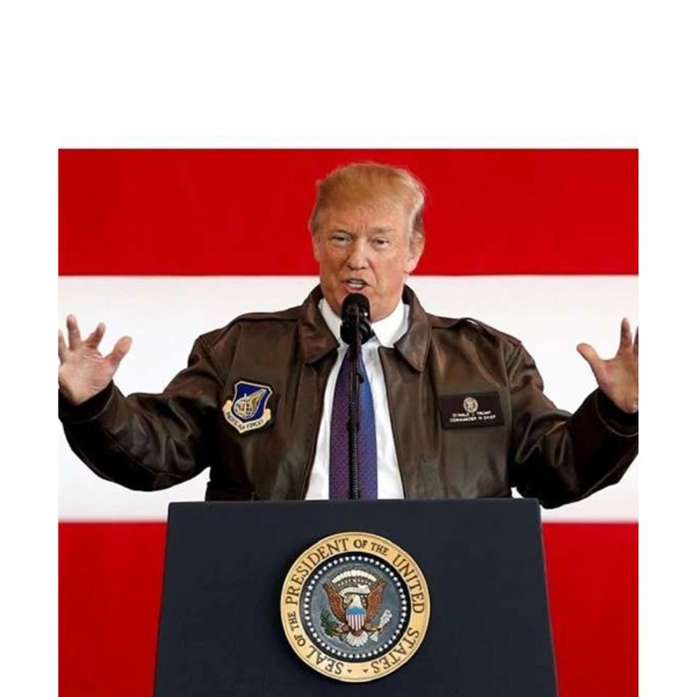 Donald Trump Military Aviator Bomber Leather Jacket