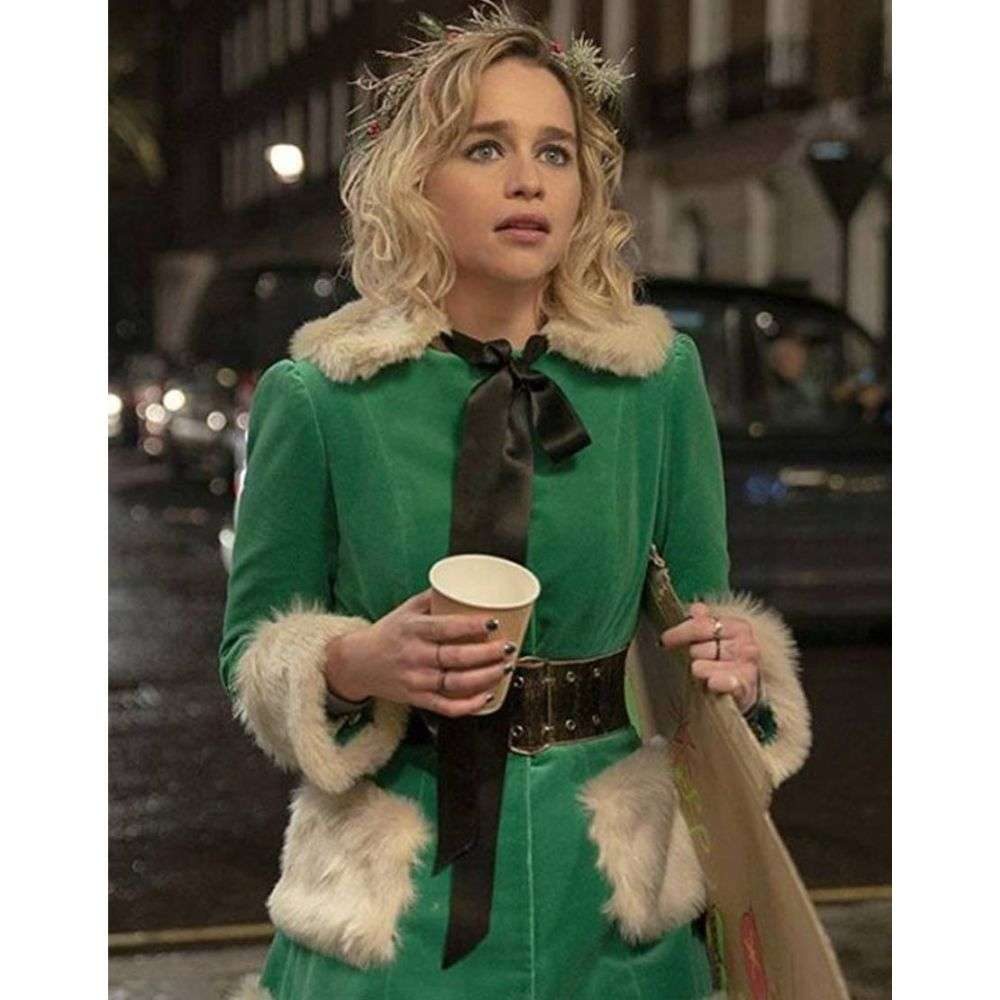 Emilia Clarke Green Shearling Jacket