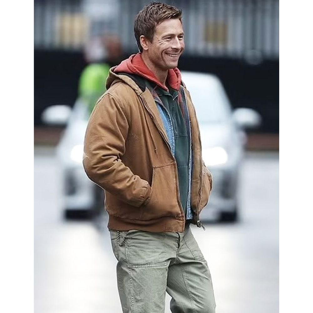 Glen Powell The Running Man 2025 Brown Jacket
