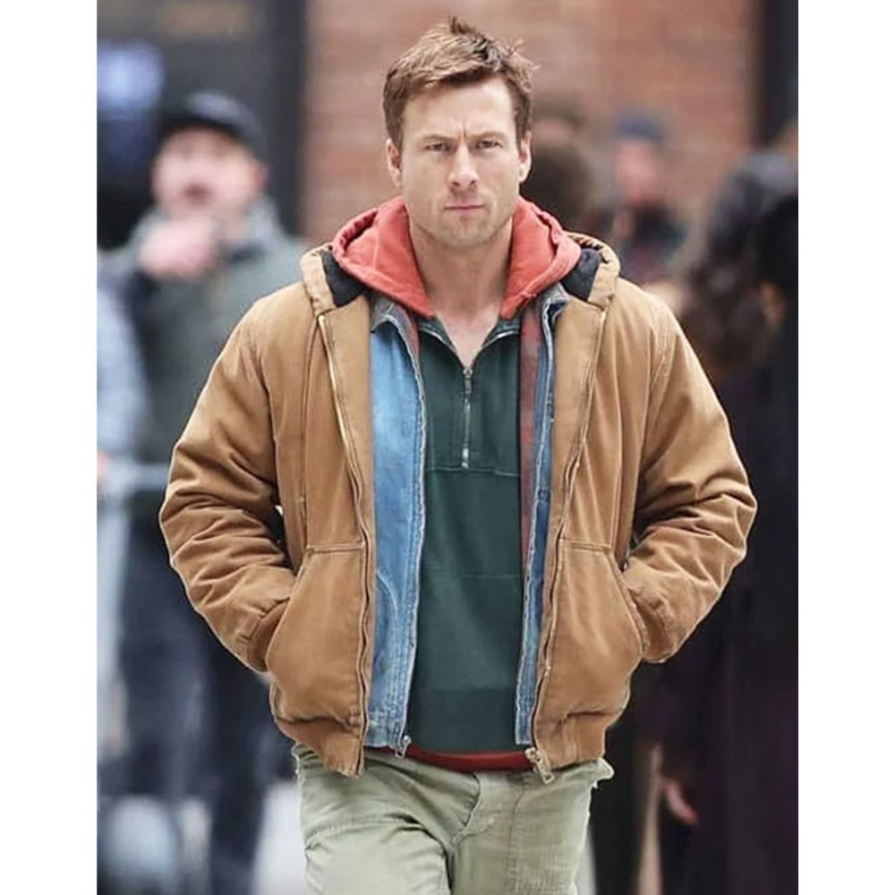 Glen Powell The Running Man 2025 Brown Jacket