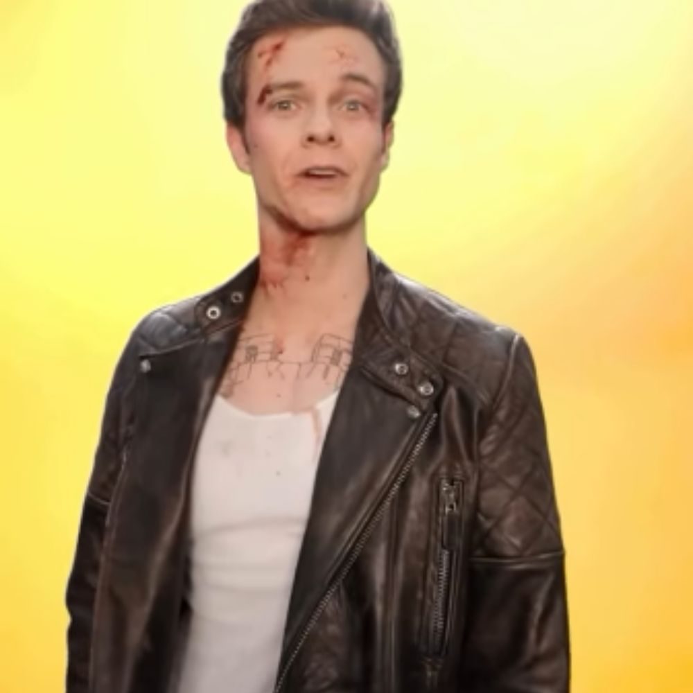 Jack Quaid Novocaine 2025 Black Leather Jacket