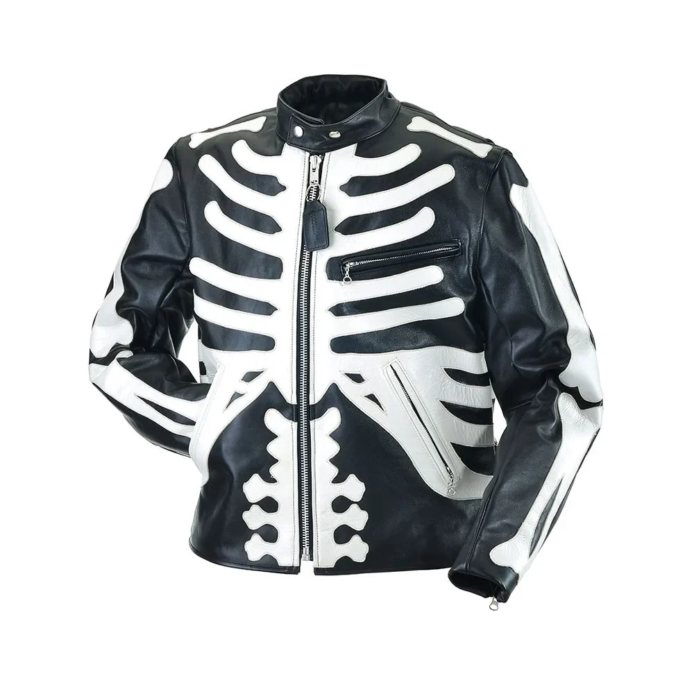 Skeleton Bones Zombie Biker Leather jacket