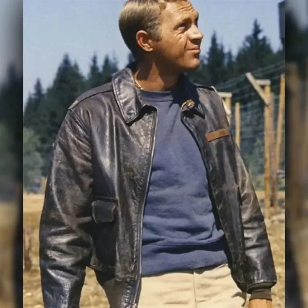 Steve McQueen The Great Escape Virgil Hilts Real Leather Jacket