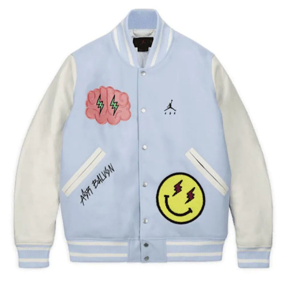 J Balvin x Jordan Blue Varsity Jacket