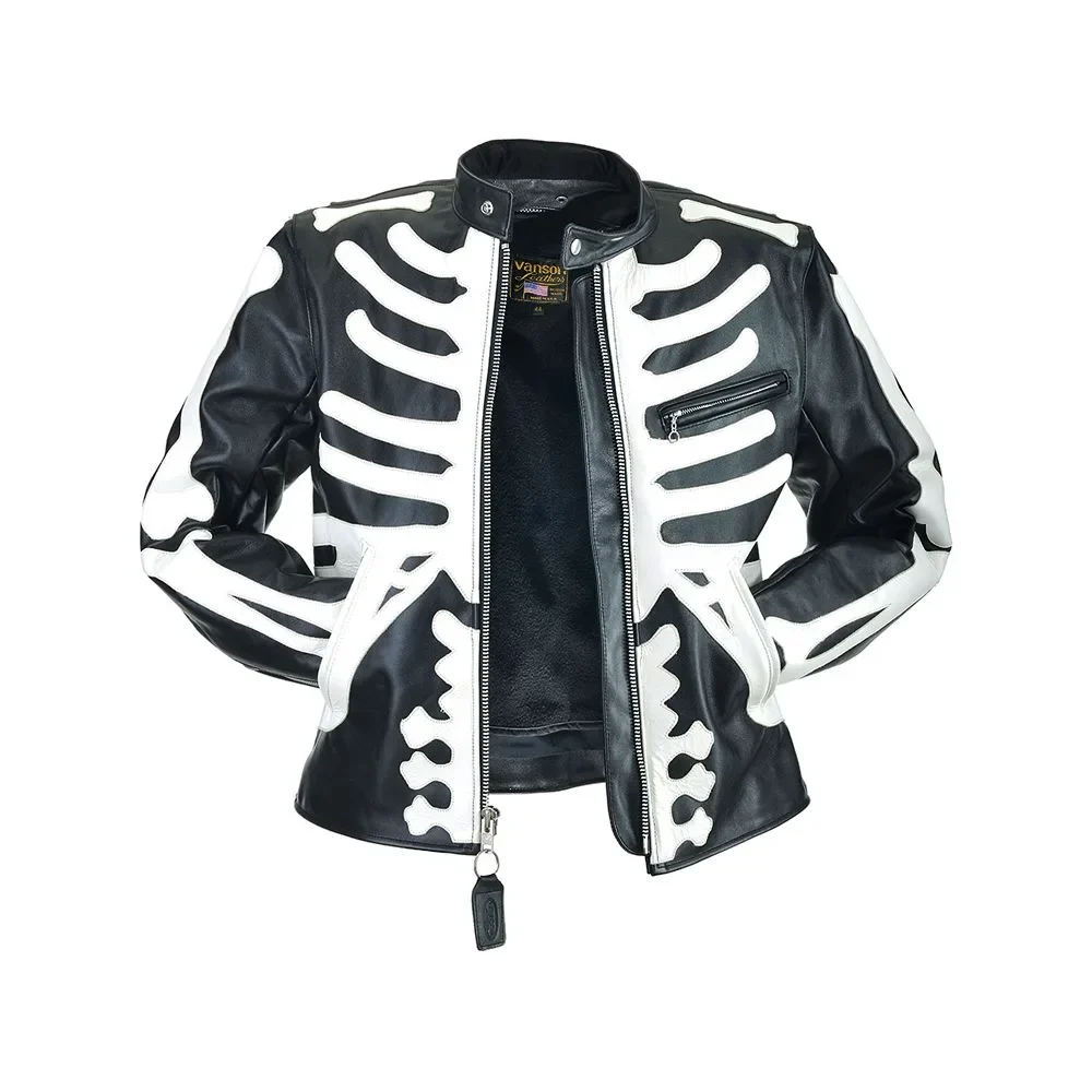 Skeleton Bones Zombie Biker Leather jacket