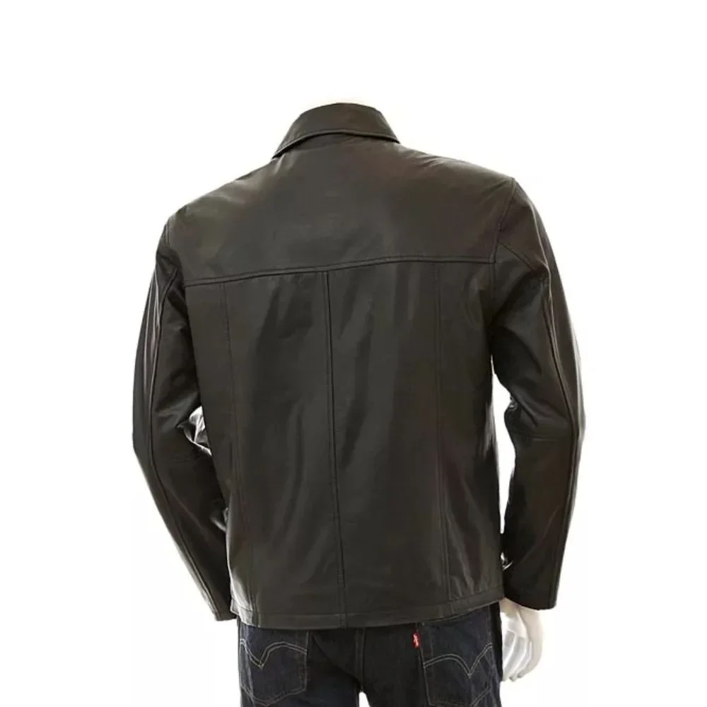 Men Harrington Black Leather Jacket