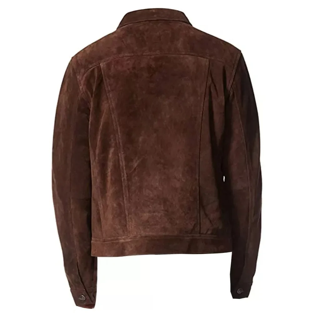 Men Dark Brown Suede Jacket