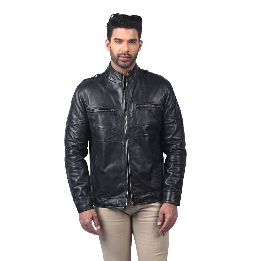 Vintage Black Leather Biker Jacket