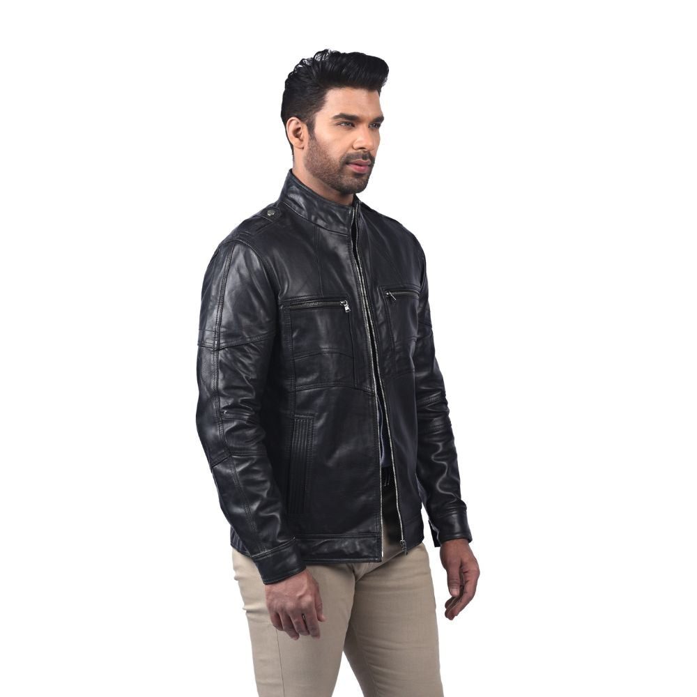 Vintage Black Leather Biker Jacket