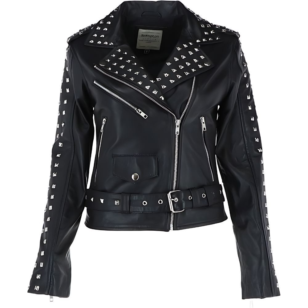 Leather Studded Biker Jacket Black Rock Rebel