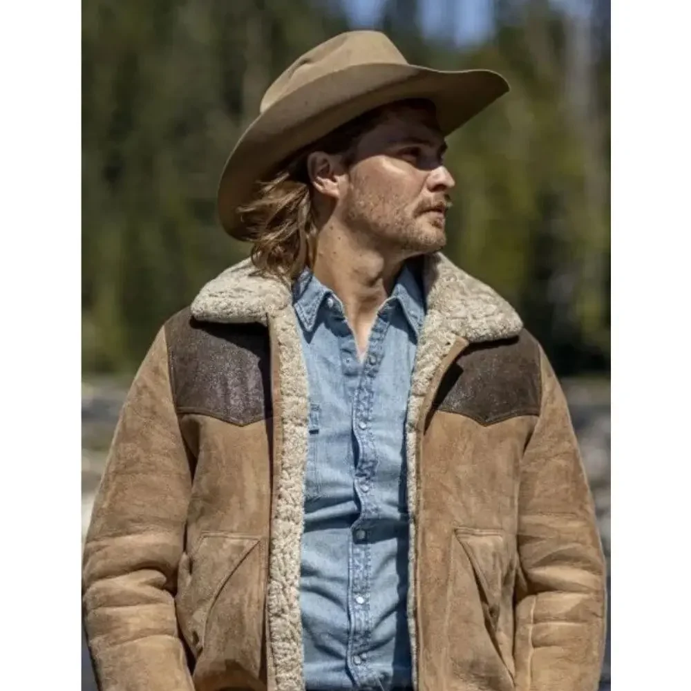 Luke Grimes Yellowstone Shearling Jacket Season 5 front 2