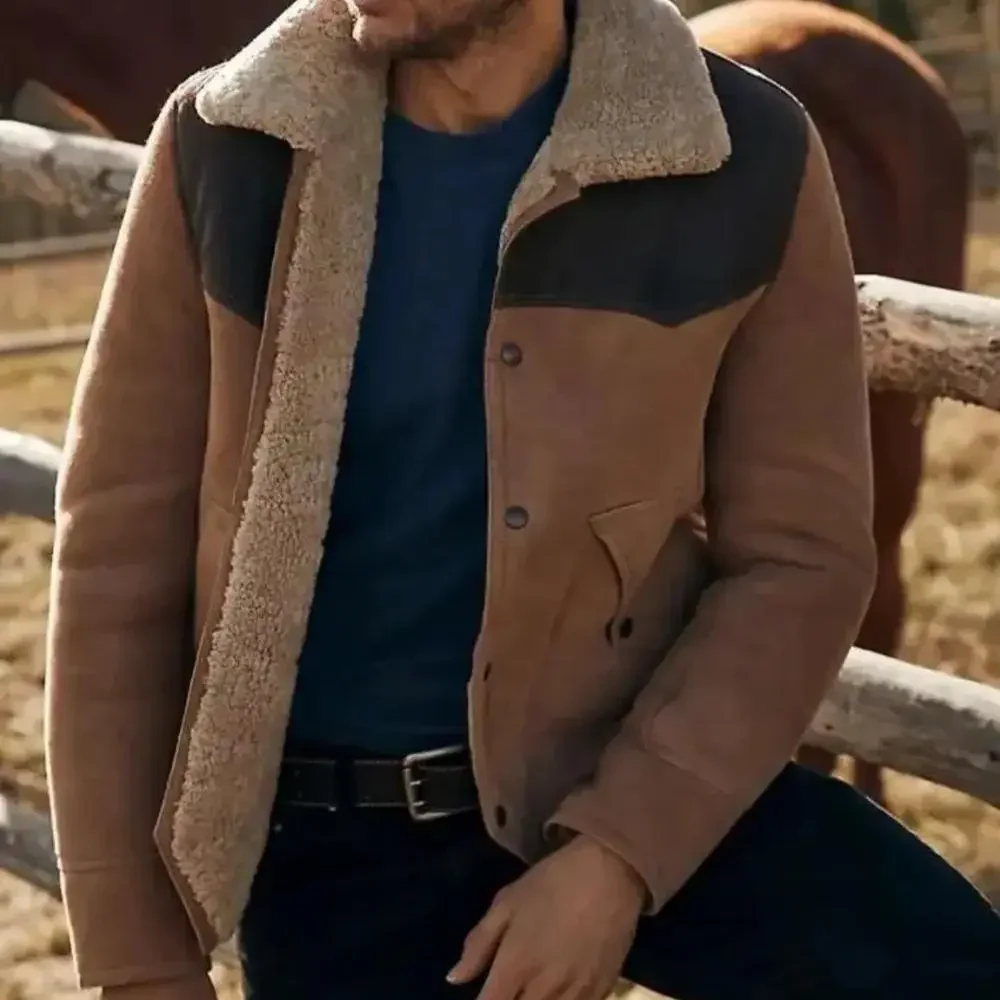 Luke Grimes Yellowstone Shearling Jacket Season 5 front