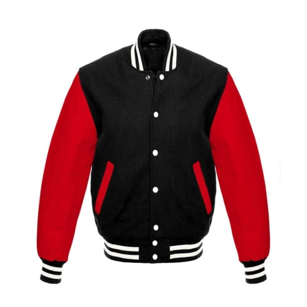 Men Black and Red Varsity Jacket
