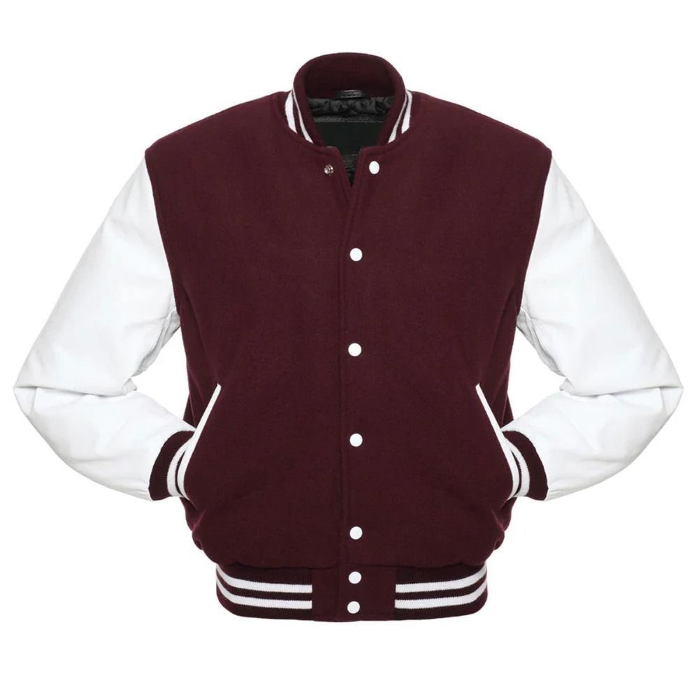 Men Burgundy Letterman Varsity Jacket