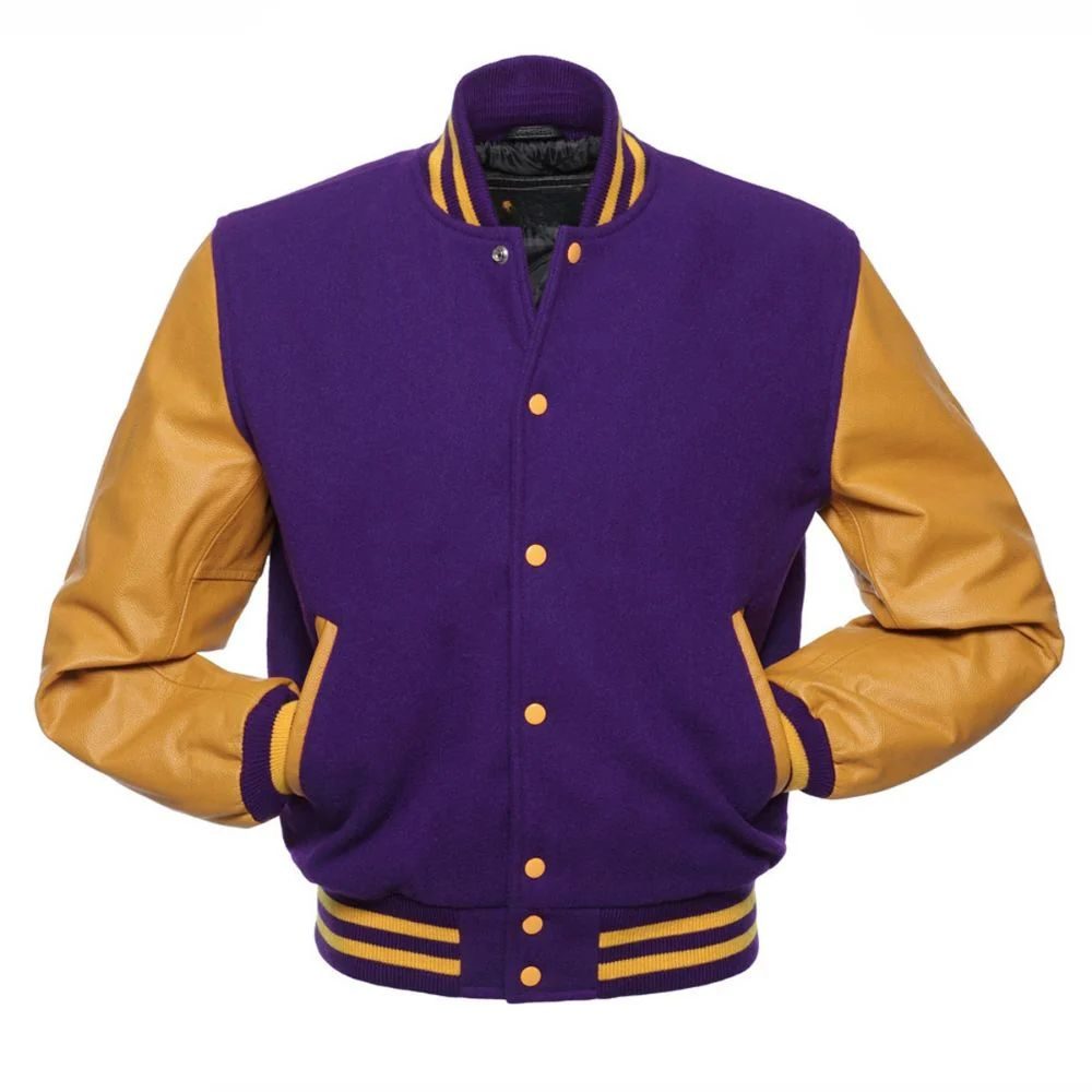 Men Purple and Gold Varsity Jacket