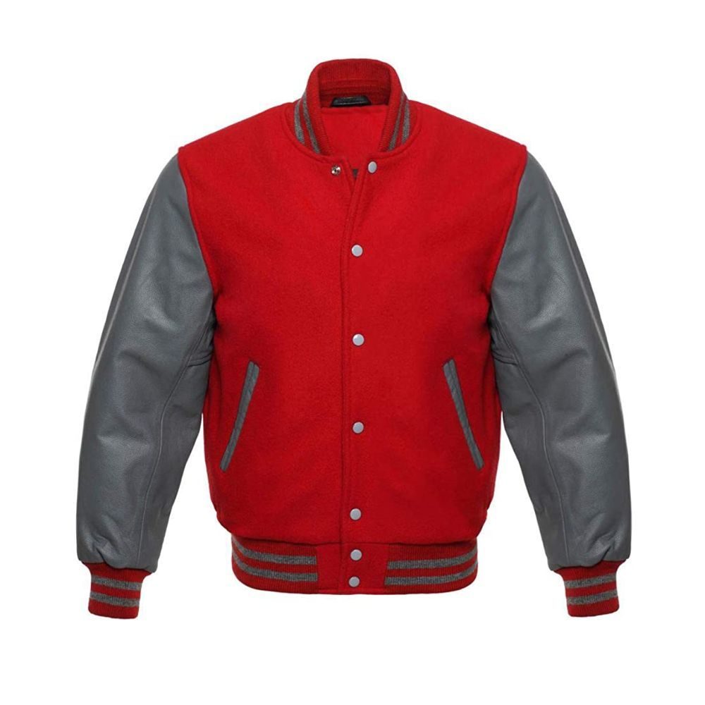 New Men Red and Grey Varsity Jacket