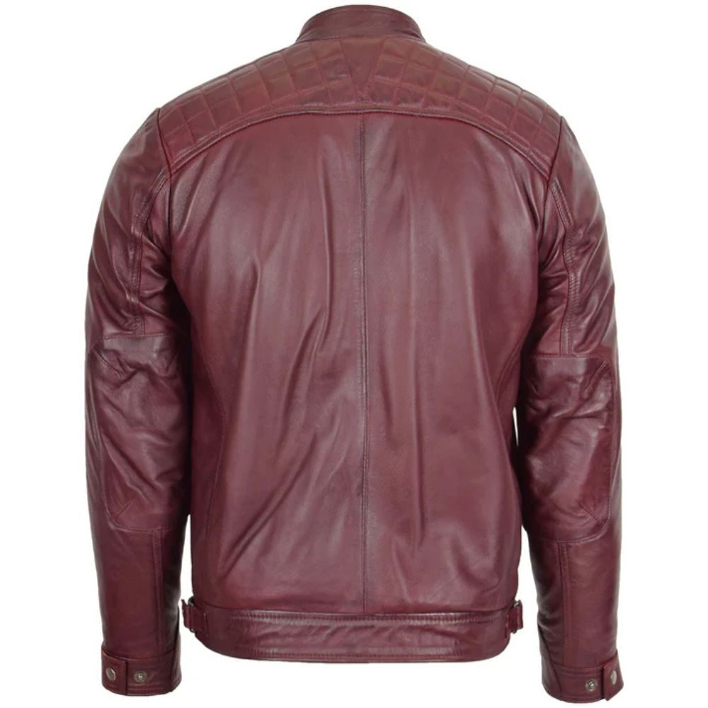 Men’s Burgundy Biker Leather Jacket