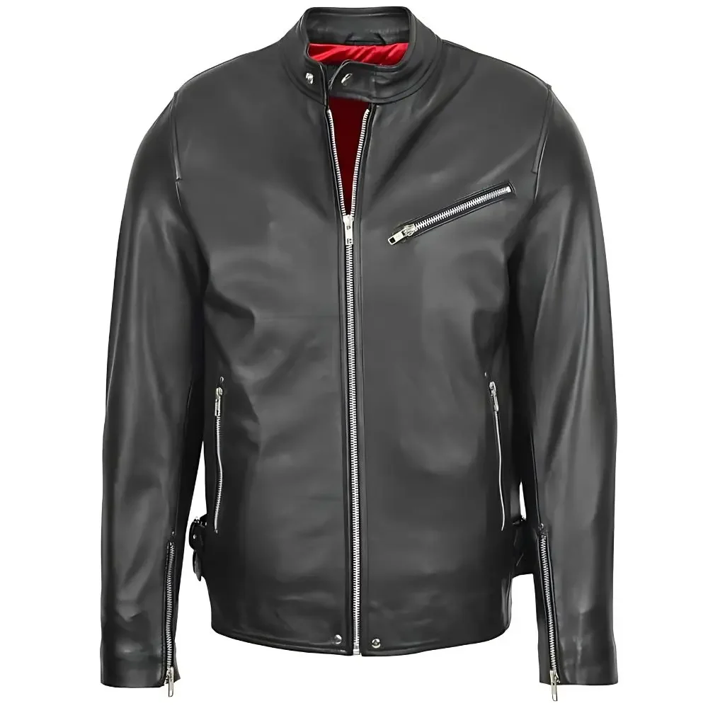 Men's Black Genuine Leather Biker Jacket