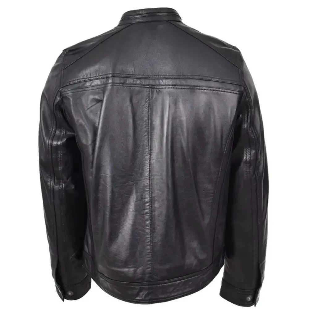 Men's Charlie Black Leather Biker Jacket