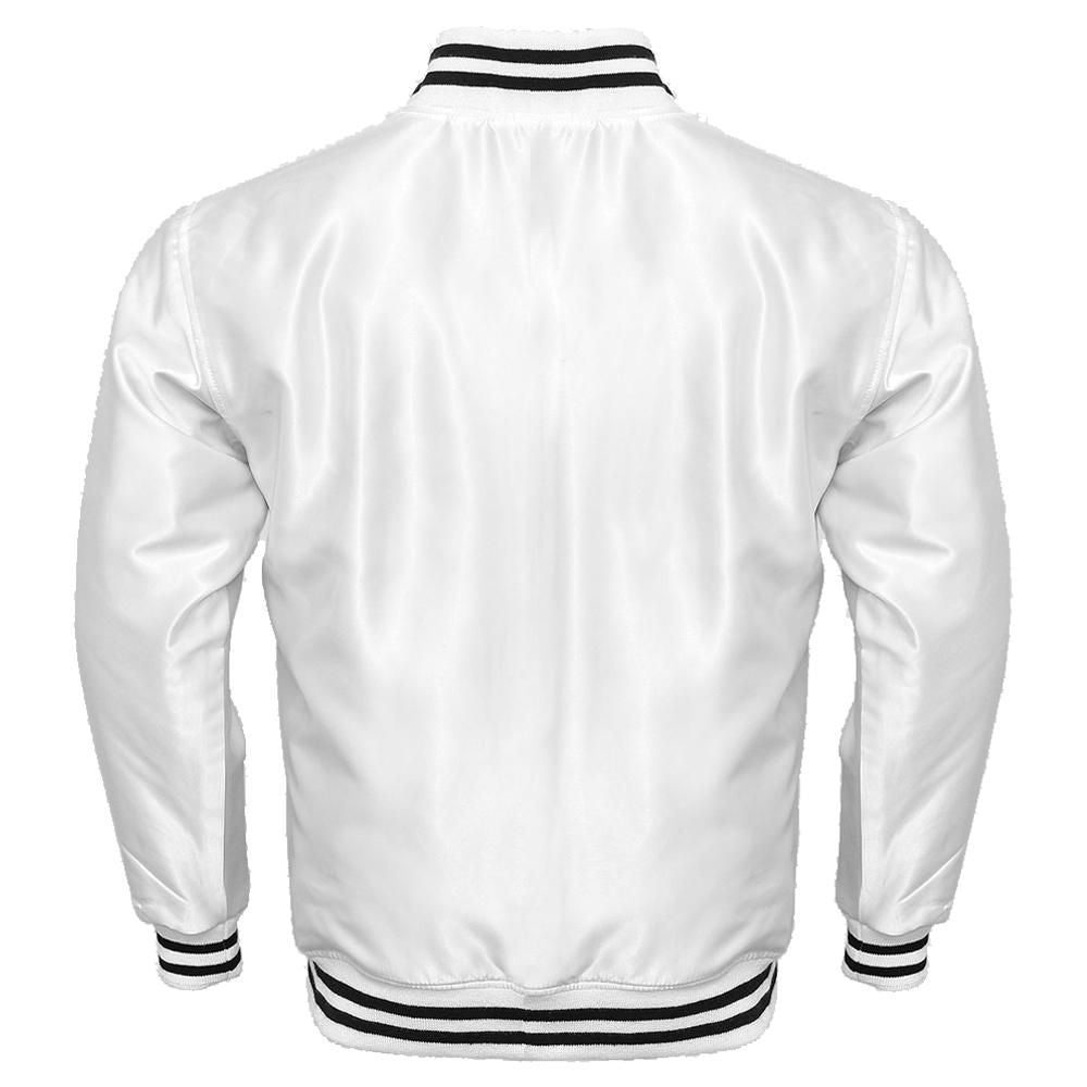 Men's White Satin Varsity Jacket