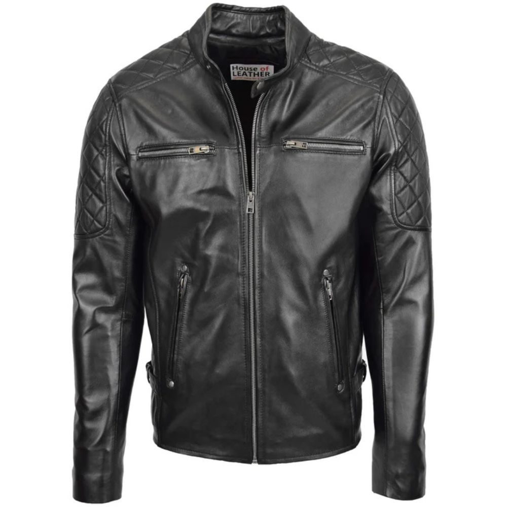 Mens Leather Black Biker Jackson Jacket