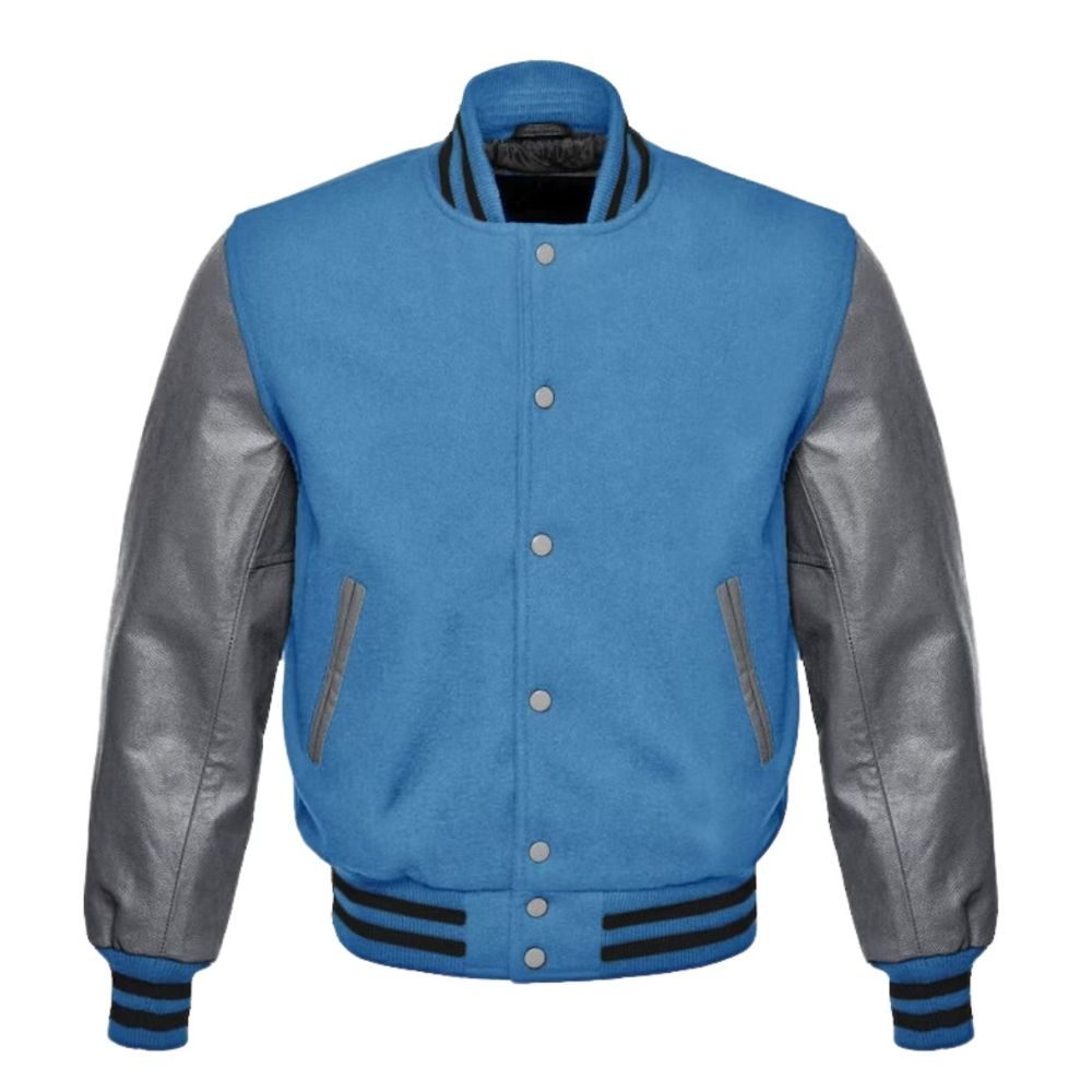 Mens Blue and Grey Varsity Jacket