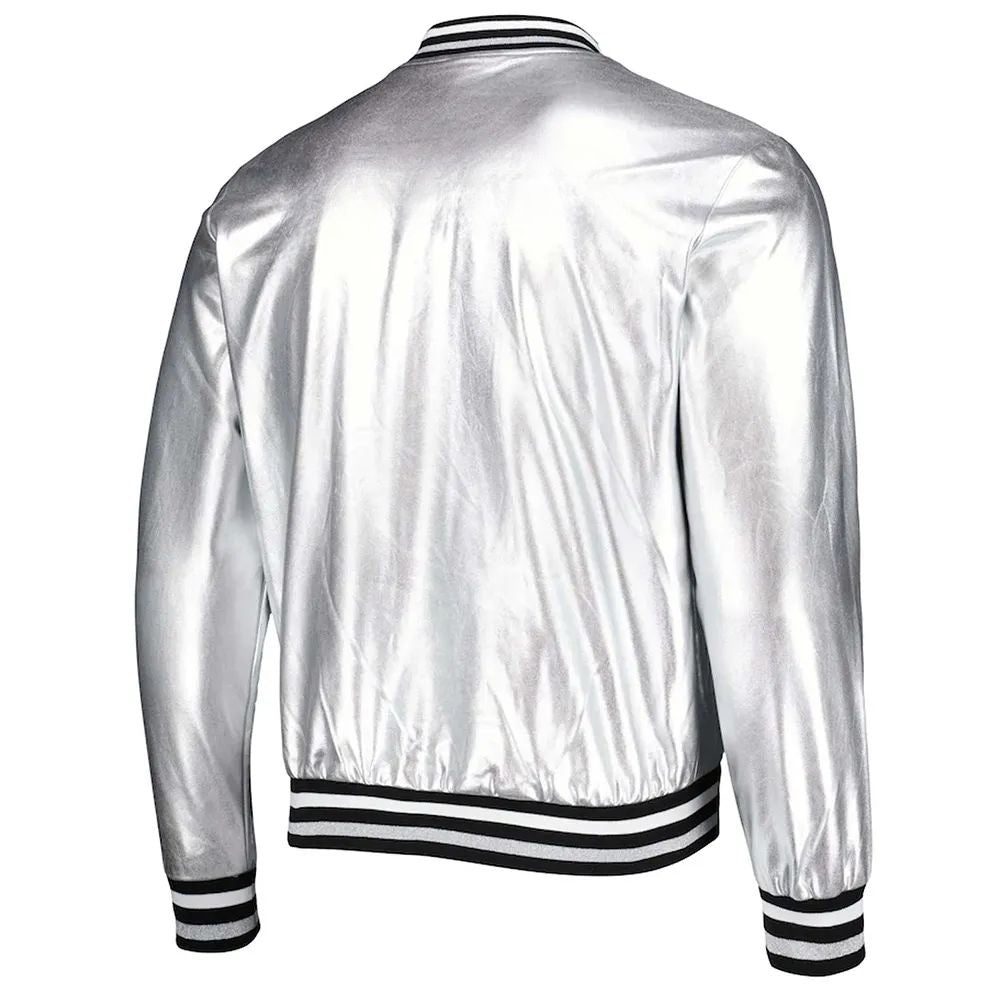 Metallic Silver Bomber Jacket