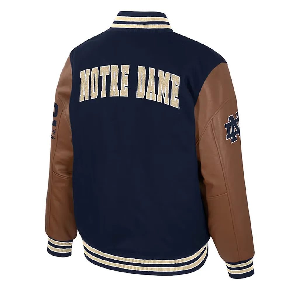 Notre Dame Irish Navy and Brown Letterman Jacket
