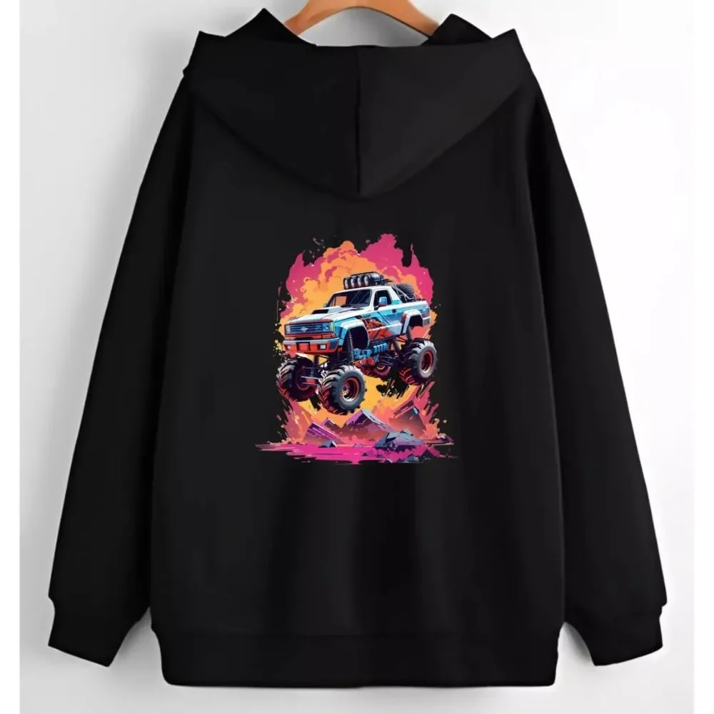 Printed Monster Truck Hoodie