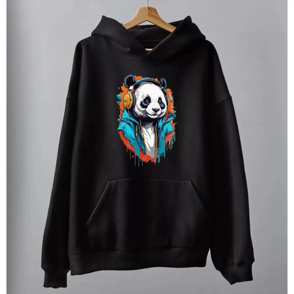 Printed Musical Cool Panda Hoodie