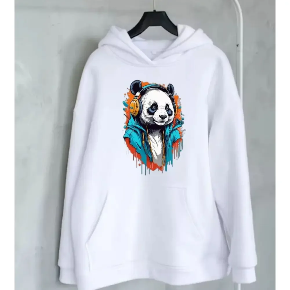 Printed Musical Cool Panda Hoodie