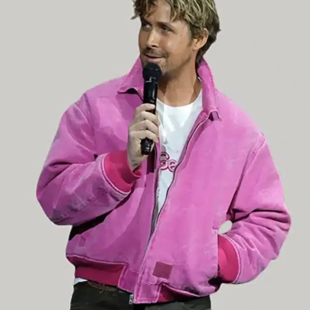 Ryan Gosling Pink Bomber Leather Jacket