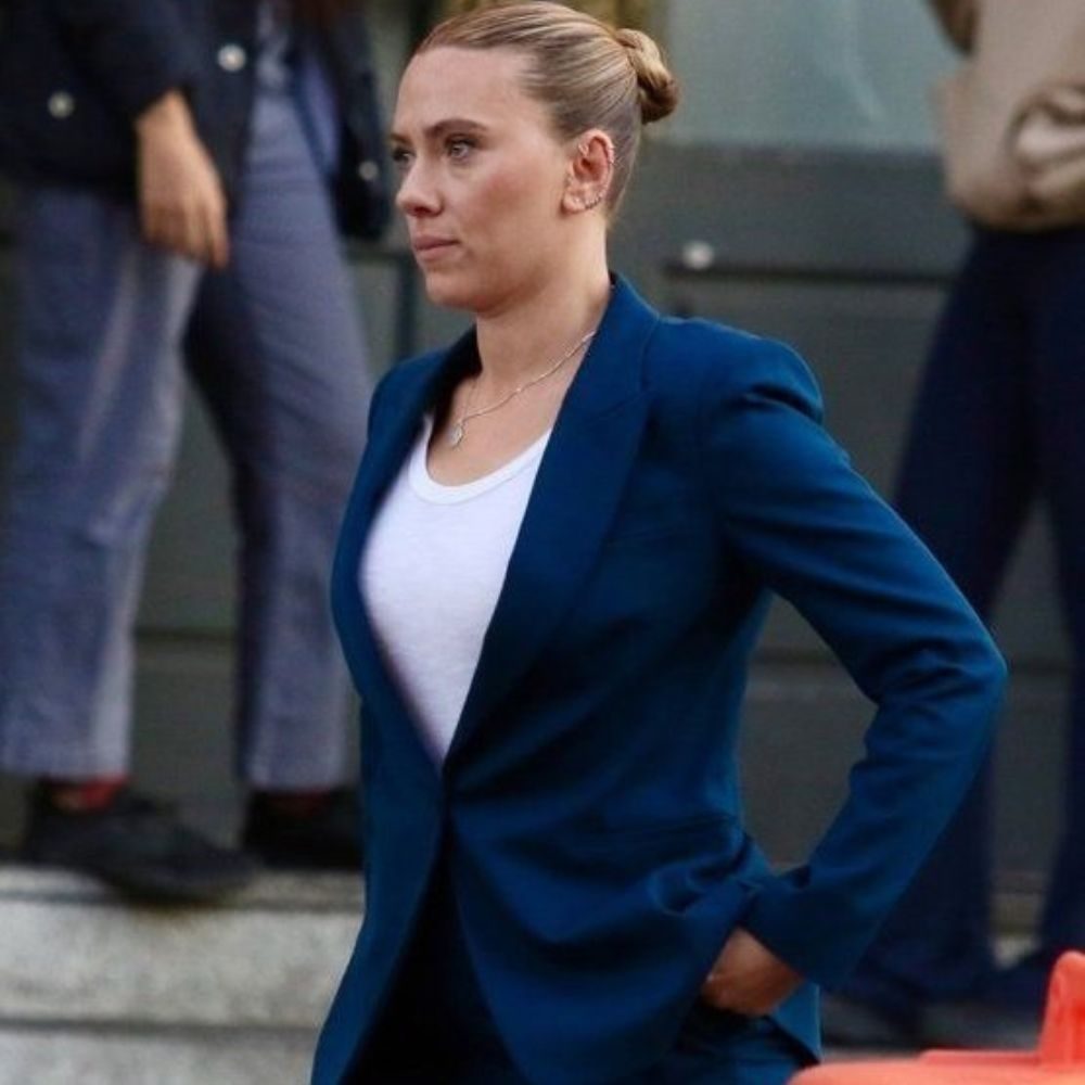 Scarlett Johansson Jurassic World Rebirth 2025 Blue Blazer