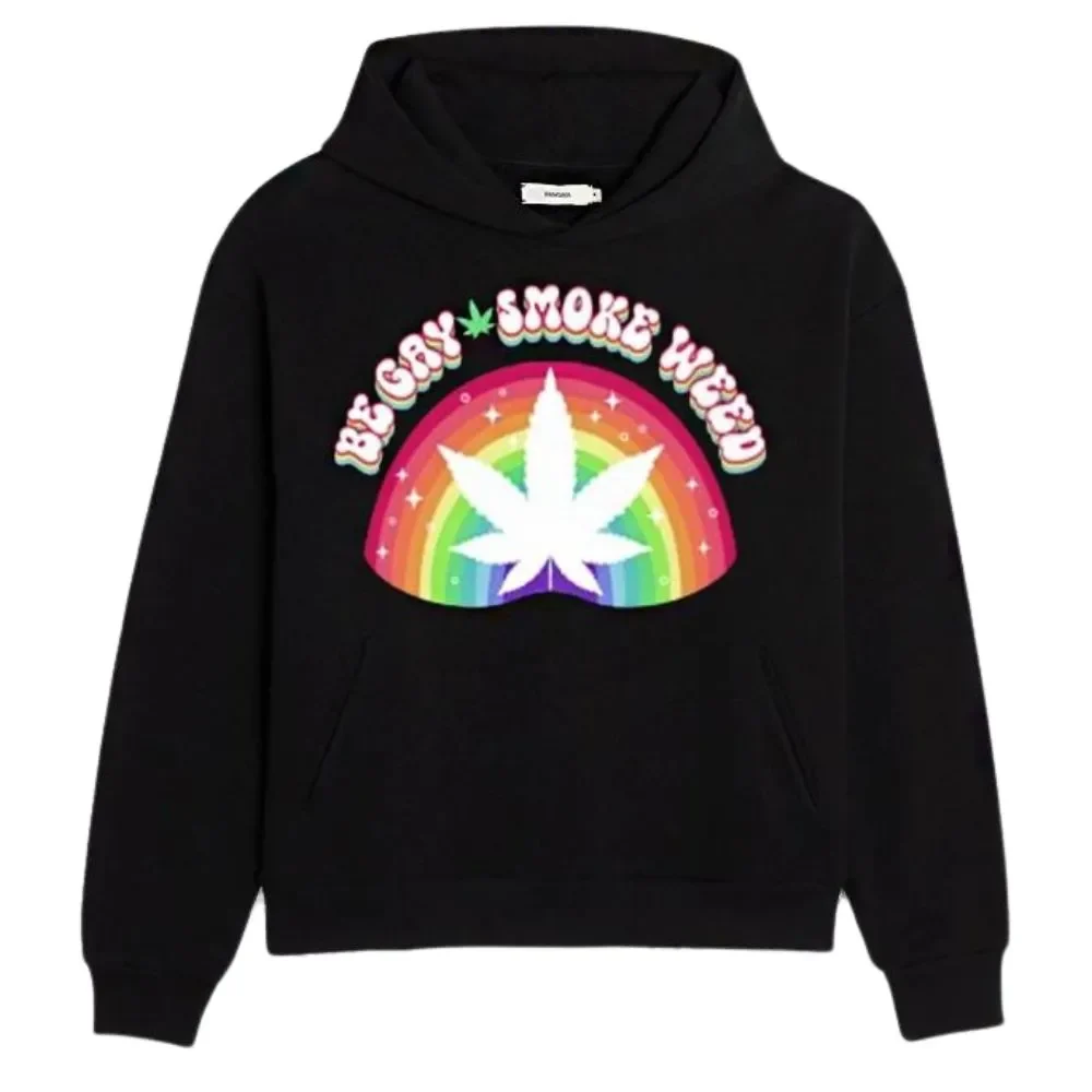 Unisex Black Pullover Be Gay Smoke Weed Hoodie