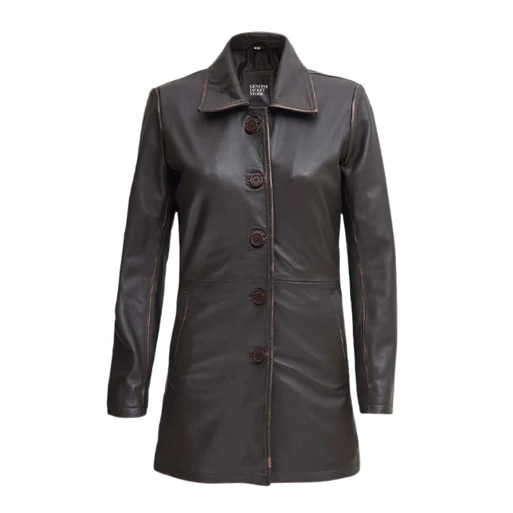 Vintage-Inspired Distressed Leather Coat