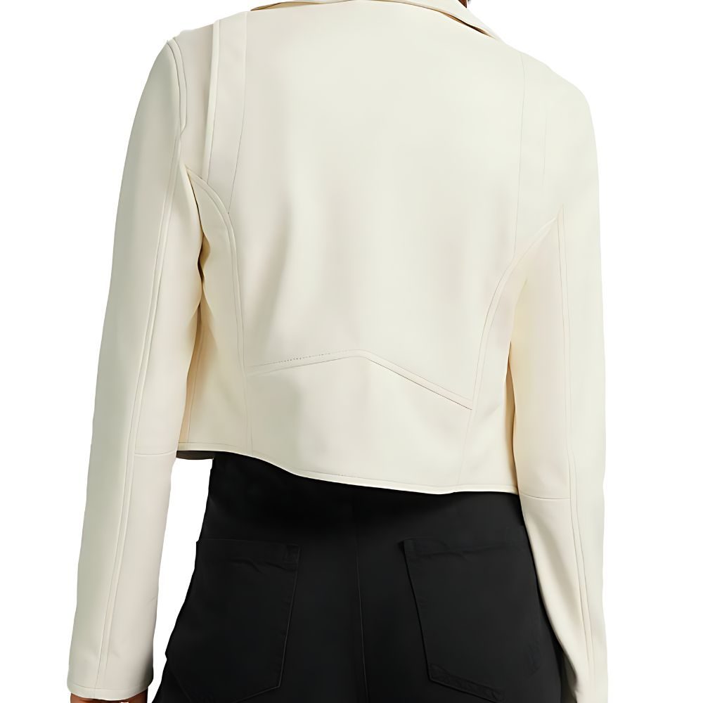 Women Vixen Moto White Leather Jacket