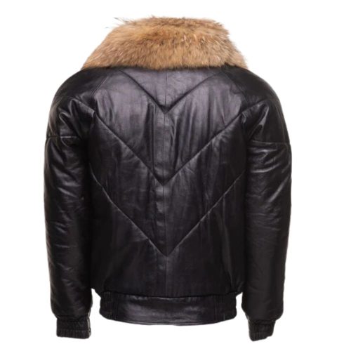 Women Bomber style Puffer Winter Leather Jacket