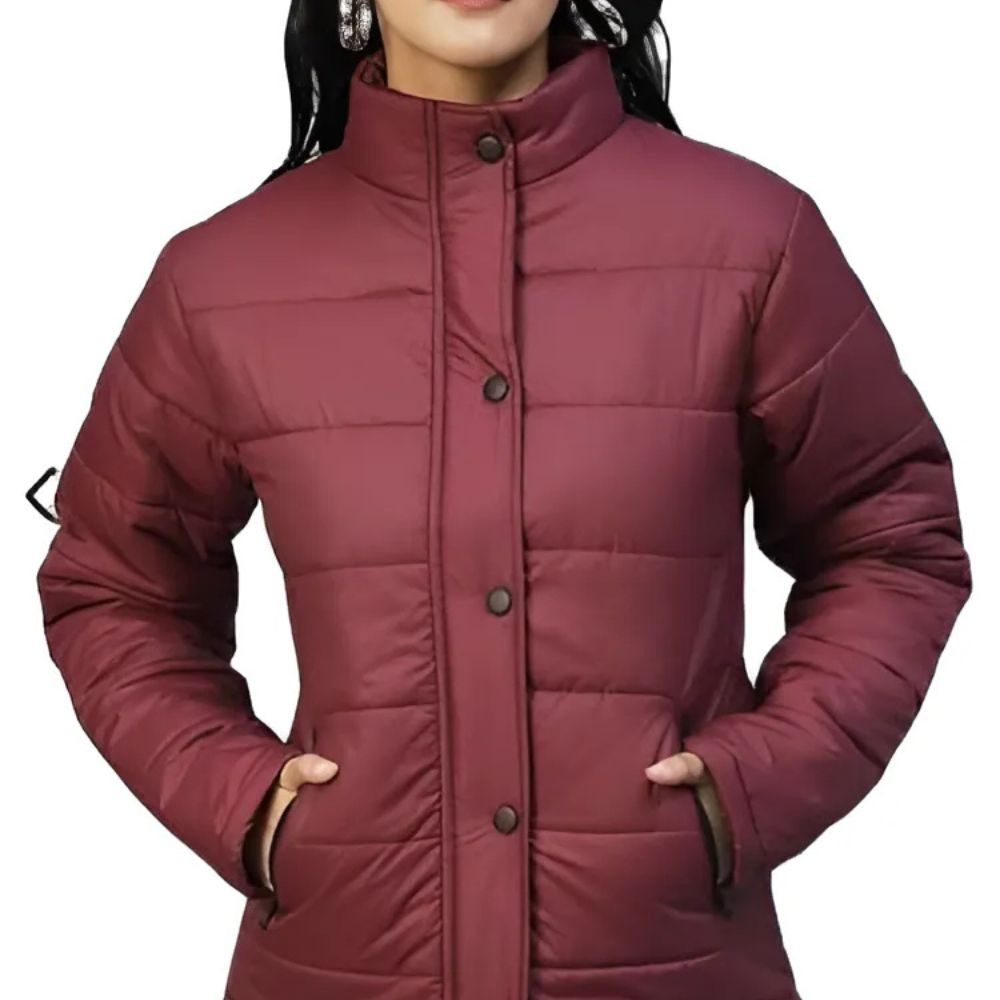 Women's Maroon Puffer Jacket