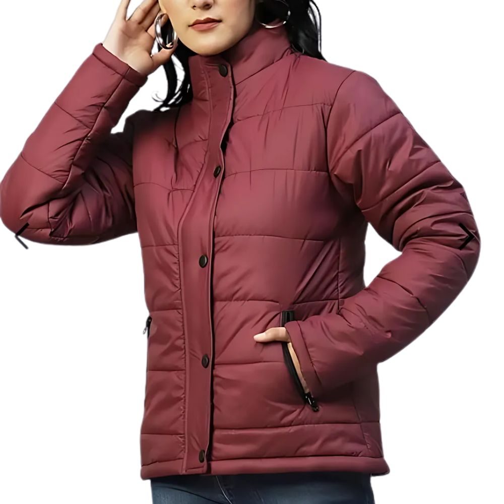 Women's Maroon Puffer Jacket