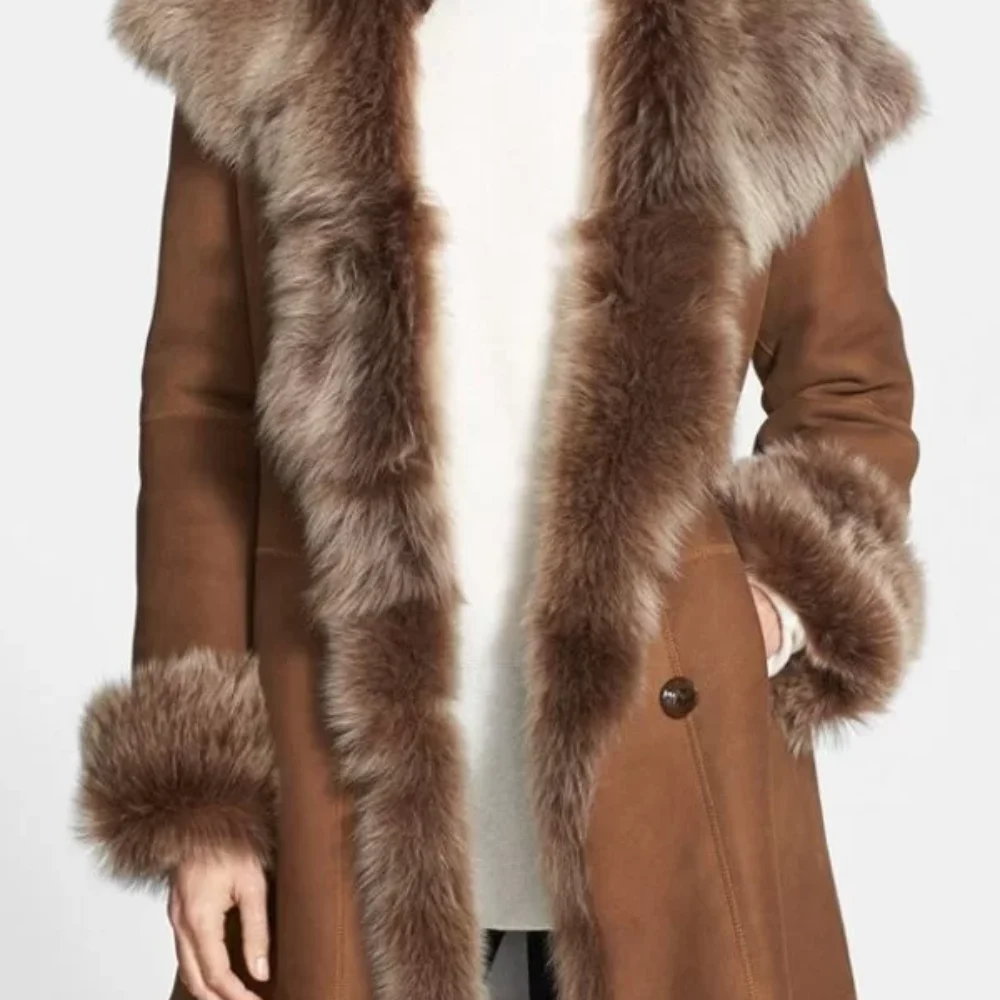 Women's Faux Fur Suede Leather Coat