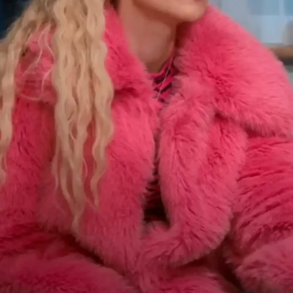 Juno Temple Pink Fur Jacket