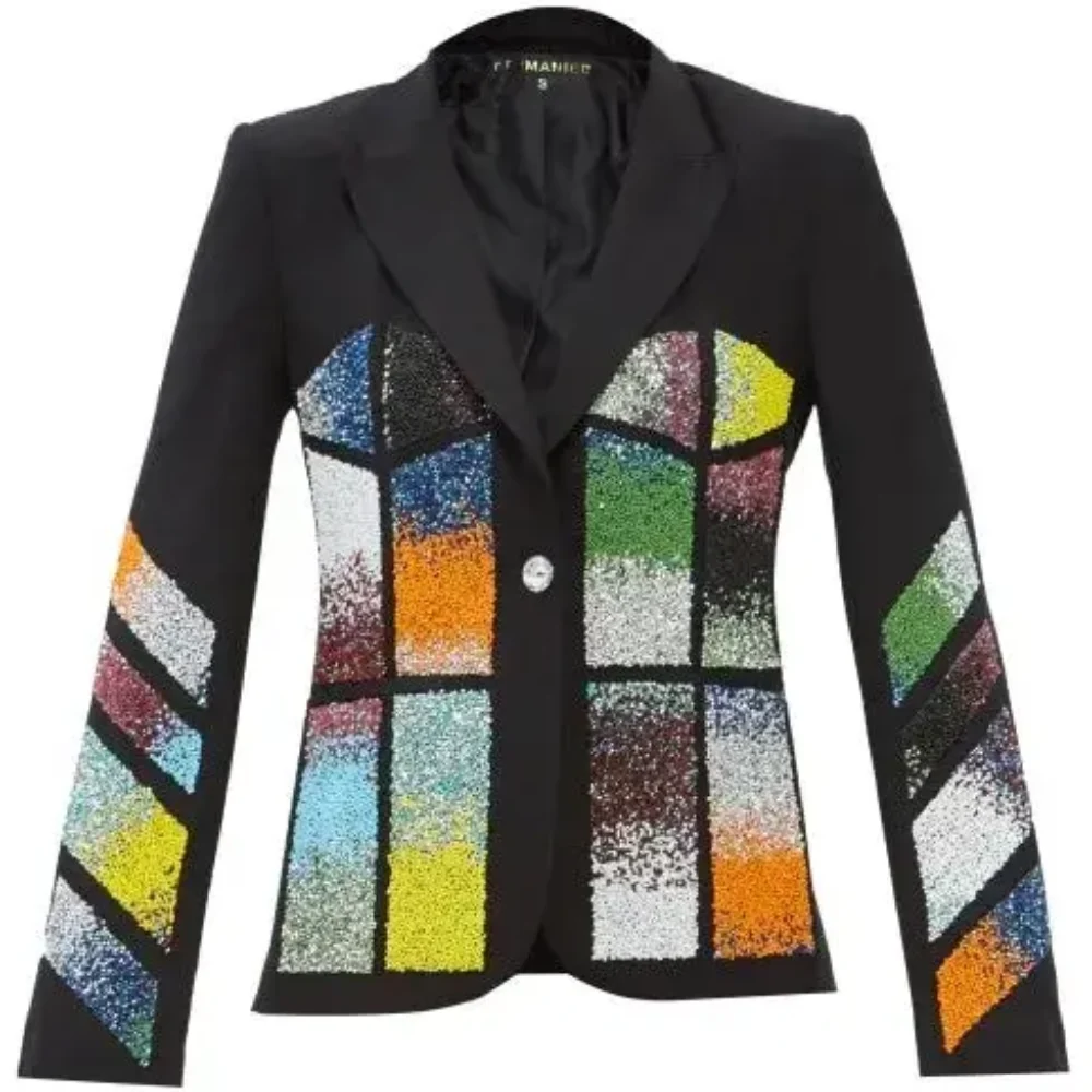 Women's Ted Lasso Juno Temple Beaded Black Blazer