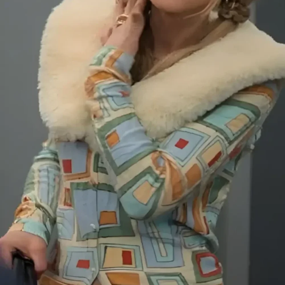 Juno Temple Fur Collar Women's Cardigan