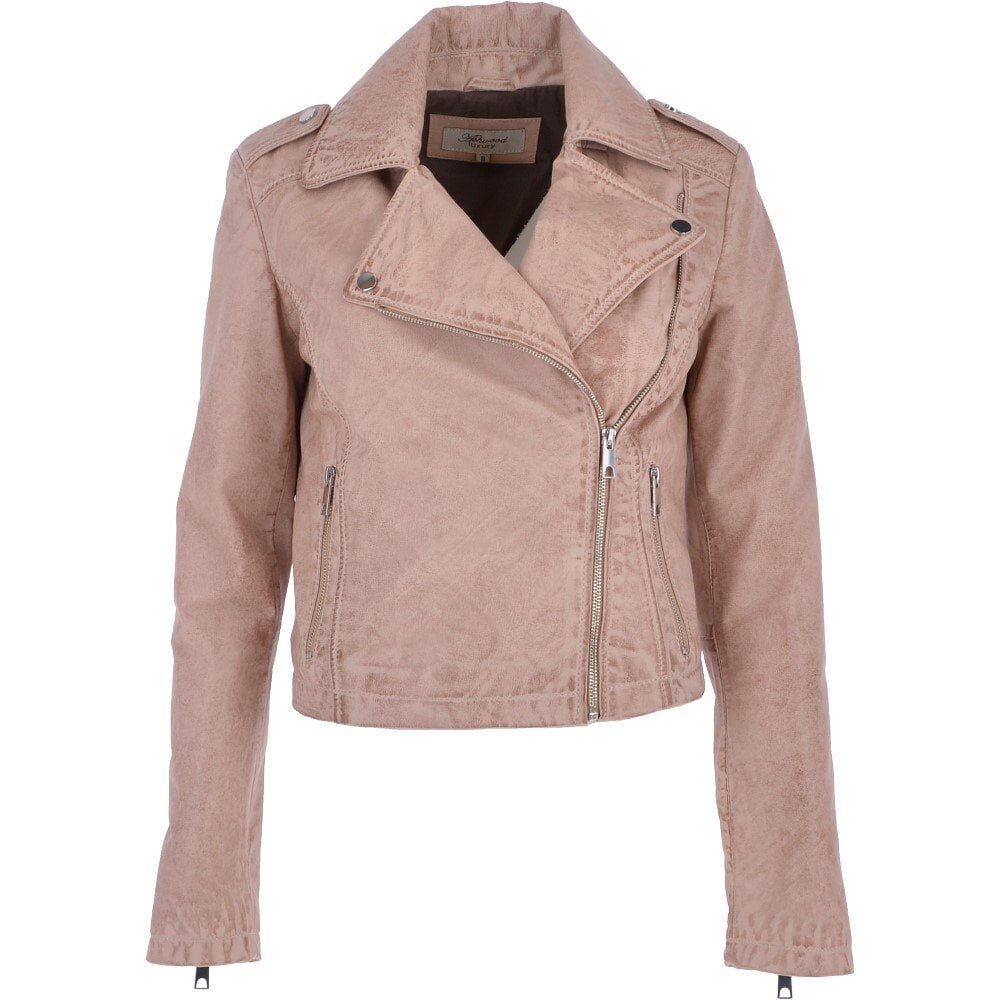Womens Pink Leather Biker Jacket